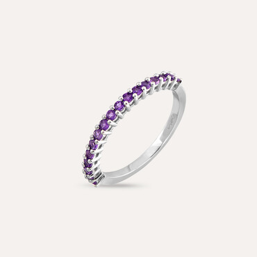 0.34 CT Amethyst White Gold Half Eternity Ring - Nev Jewellery