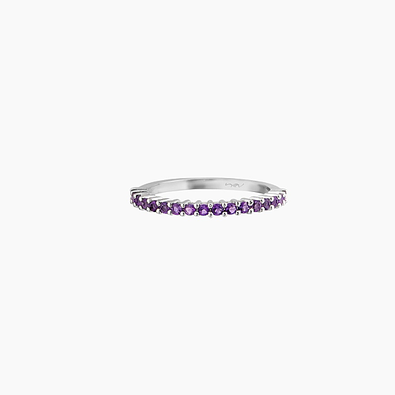 0.34 CT Amethyst White Gold Half Eternity Ring - 7