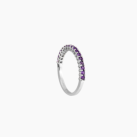 0.34 CT Amethyst White Gold Half Eternity Ring - 8