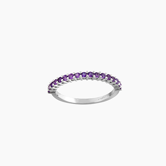 0.34 CT Amethyst White Gold Half Eternity Ring - 3