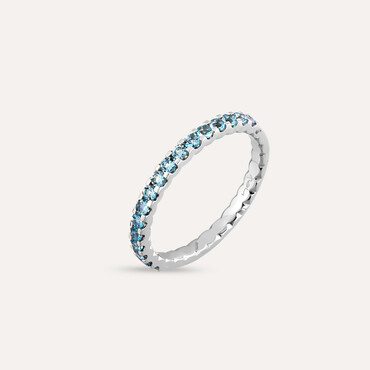 0.34 CT Aquamarine White Gold Half Eternity Ring - Nev Jewellery