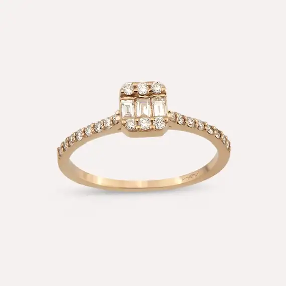 0.34 CT Baguette Cut Diamond Rose Gold Ring - 3