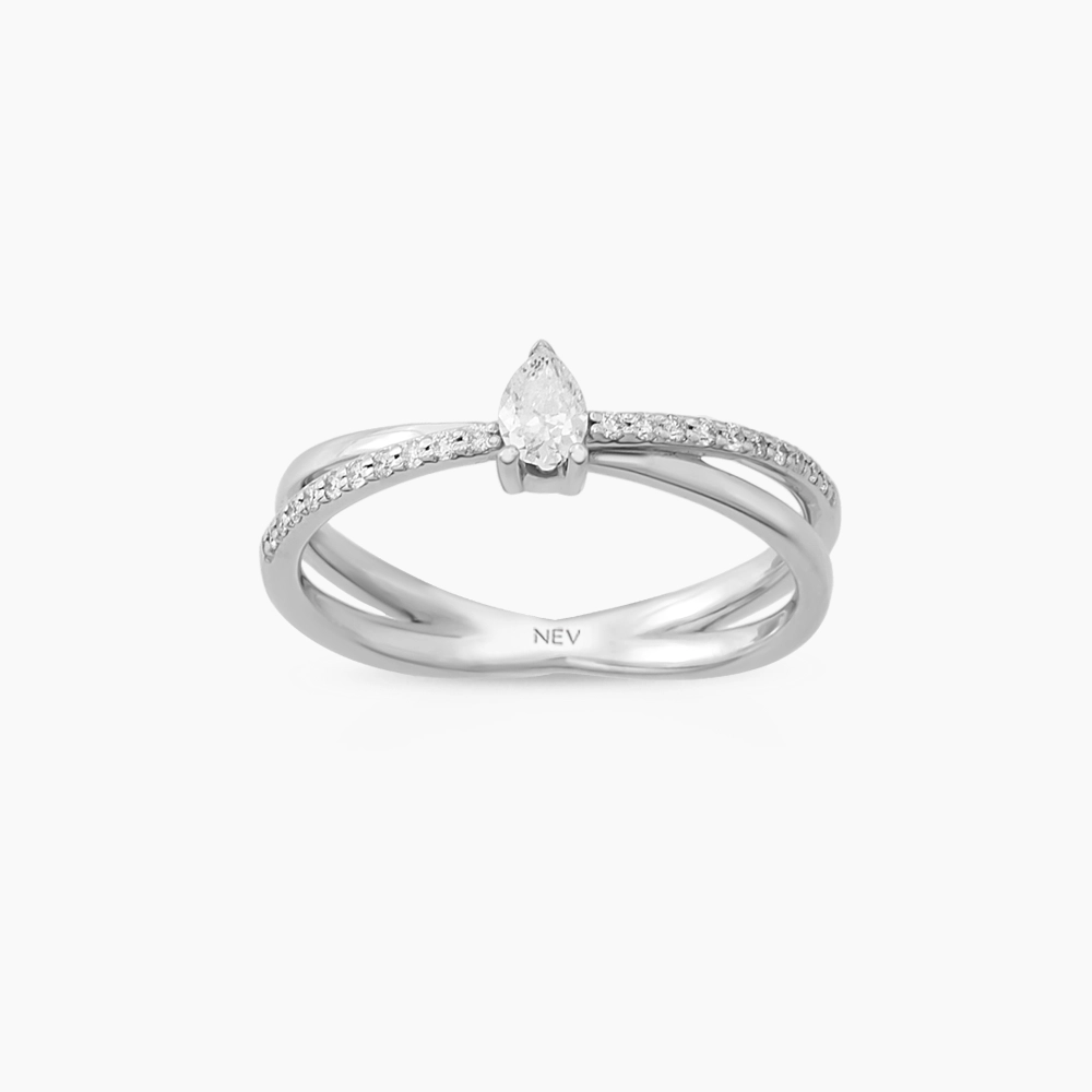 0.27 CT Pear Cut Diamond Spiral Wedding Ring - 1
