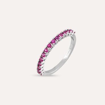 0.36 CT Ruby White Gold Half Eternity Ring - Nev Jewellery