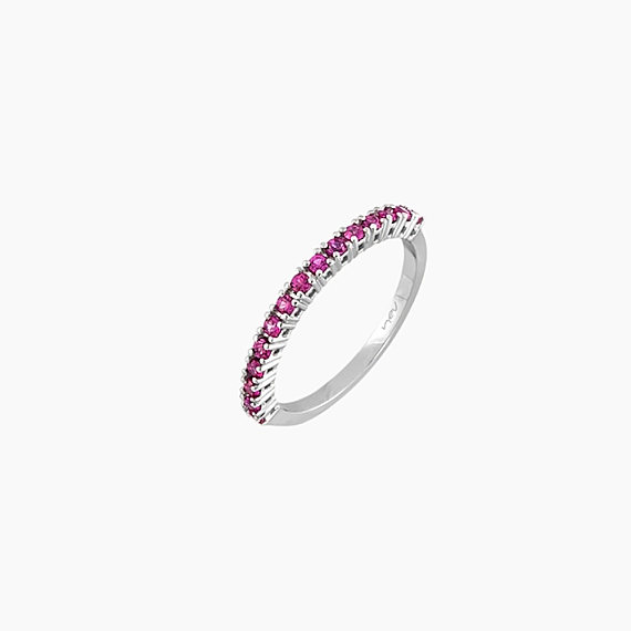 0.36 CT Ruby White Gold Half Eternity Ring - 1