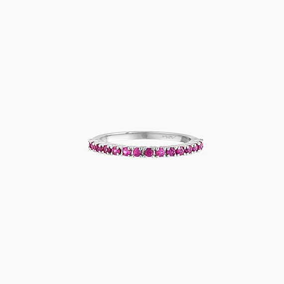 0.36 CT Ruby White Gold Half Eternity Ring - 2
