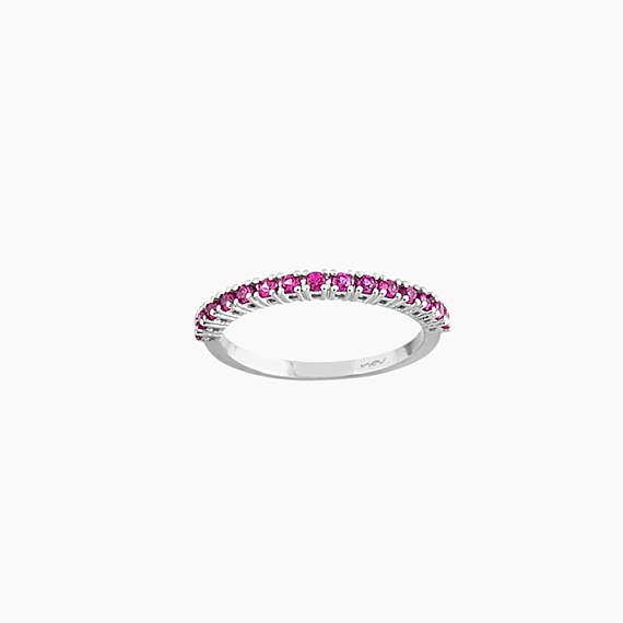 0.36 CT Ruby White Gold Half Eternity Ring - 4