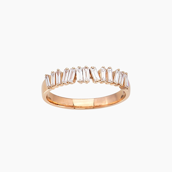 0.38 CT Baguette Cut Diamond Rose Gold Ring - 2