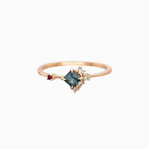 0.38 CT Multicolor Sapphire and Ruby Rose Gold Ring - 4