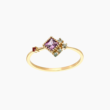 0.38 CT Multicolor Sapphire Yellow Gold Ring - Nev Jewellery