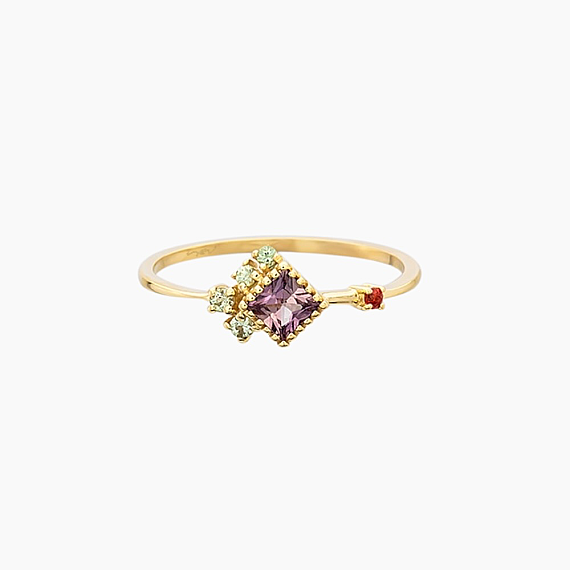 0.38 CT Multicolor Sapphire Yellow Gold Ring - 4