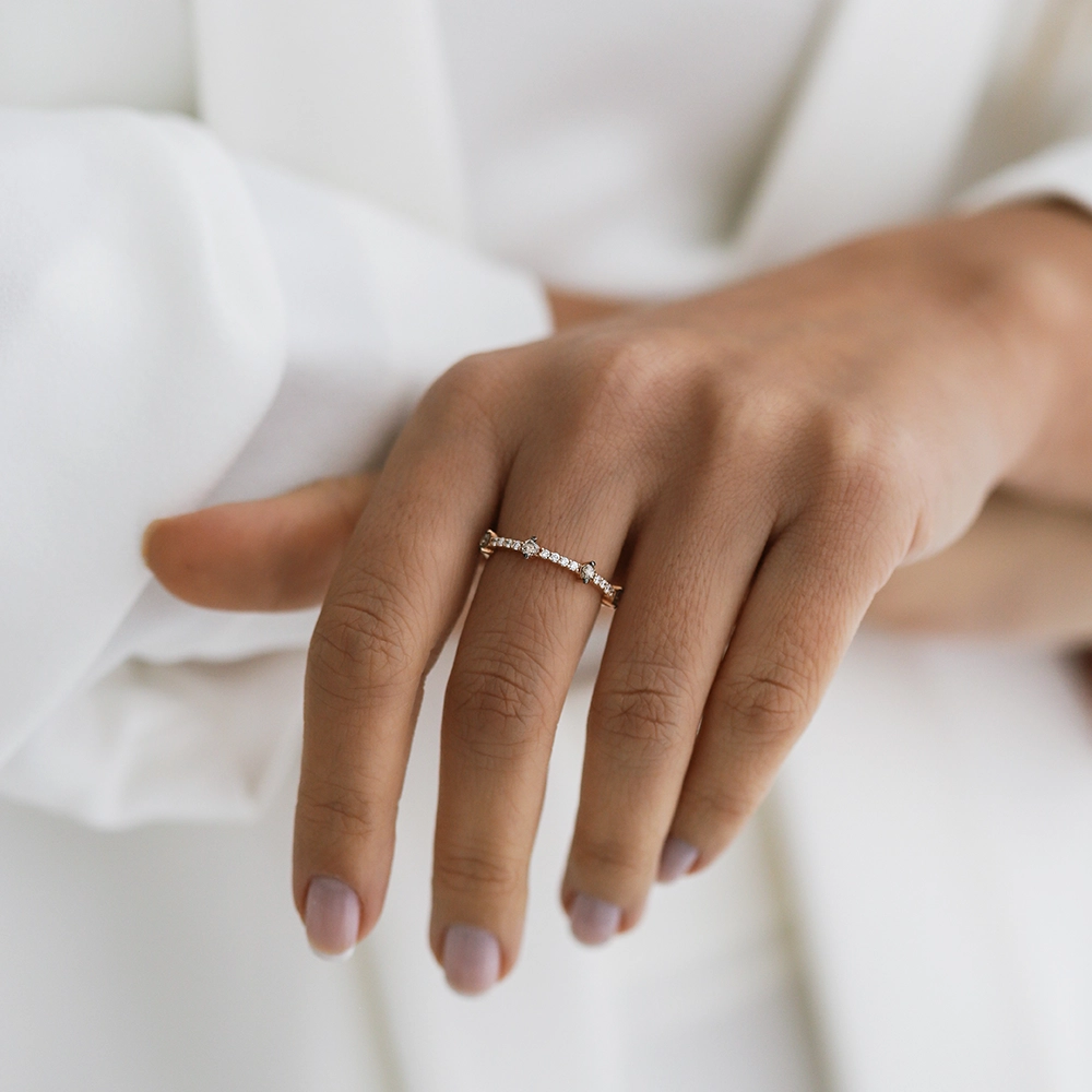 Bitter White Diamond and Brown Diamond Rose Gold Ring - Nev Jewellery (1)