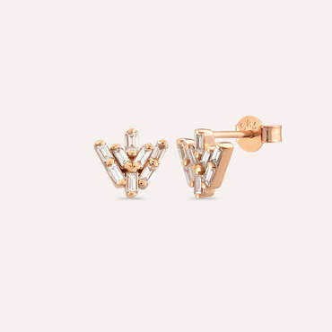 0.39 CT Baguette Cut Diamond Rose Gold Earring - Nev Jewellery