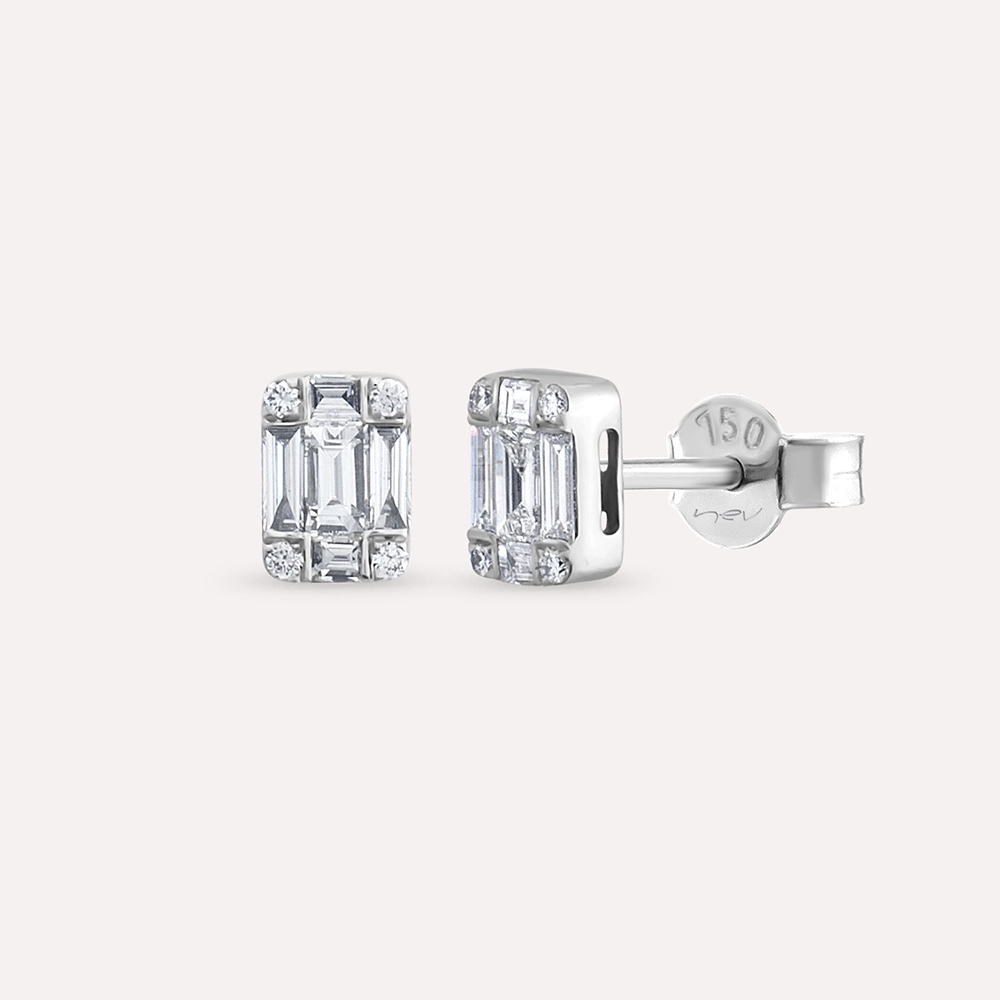 0.39 CT Baguette Cut Diamond White Gold Earring - 1