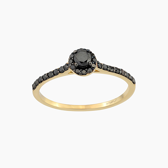 0.39 CT Black Diamond Yellow Gold Ring - 2
