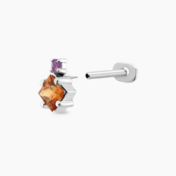 0.39 CT Multicolor Sapphire White Gold Piercing - 4
