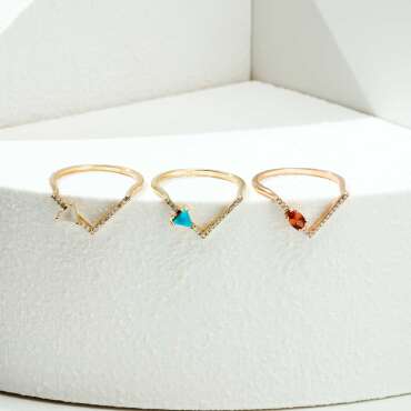 0.39 CT Orange Sapphire and Diamond Rose Gold Chevron Ring - Nev Jewellery