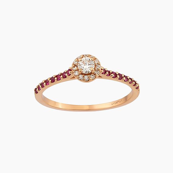 0.39 CT Ruby and Diamond Rose Gold Ring - 2