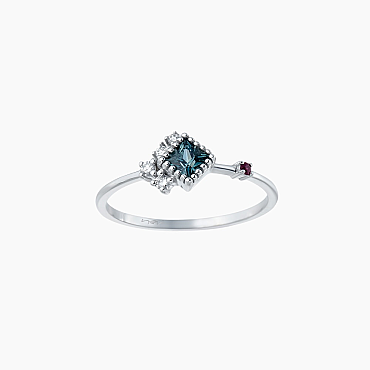 0.40 CT Multicolor Sapphire and Diamond White Gold Ring - Nev Jewellery (1)