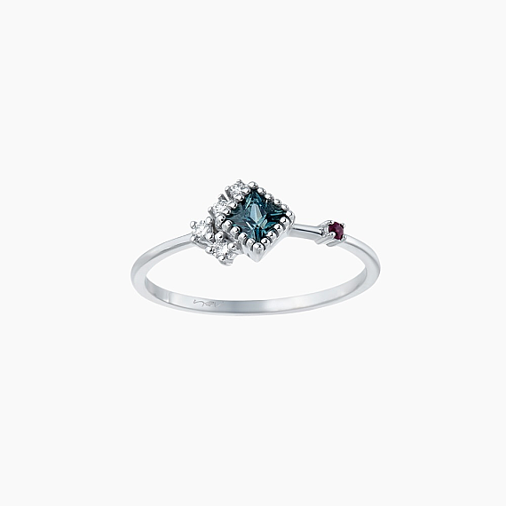 0.40 CT Multicolor Sapphire and Diamond White Gold Ring - 2