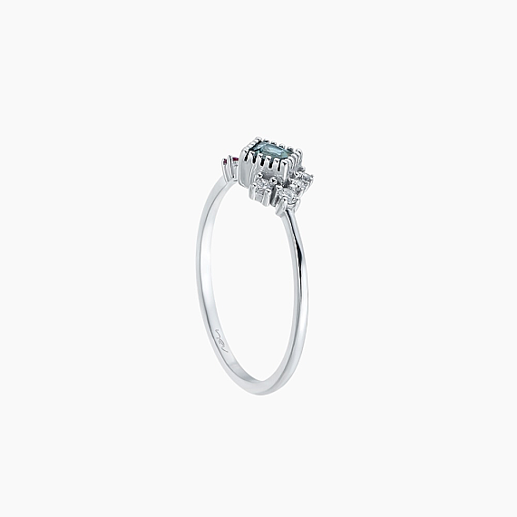 0.40 CT Multicolor Sapphire and Diamond White Gold Ring - 6