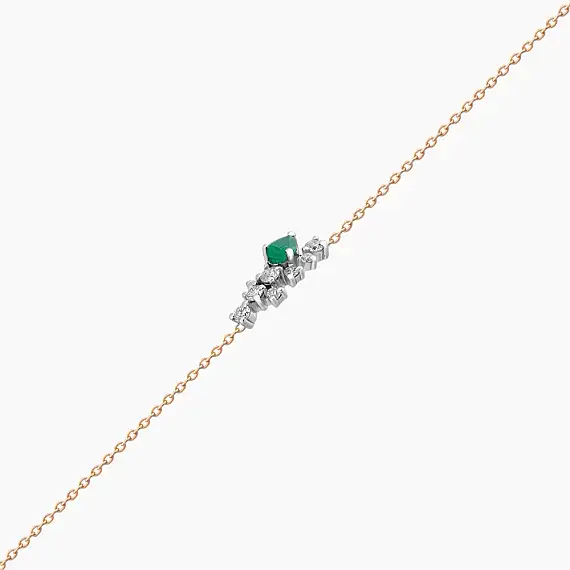 0.41 CT Emerald and Diamond Rose Gold Bracelet - 3