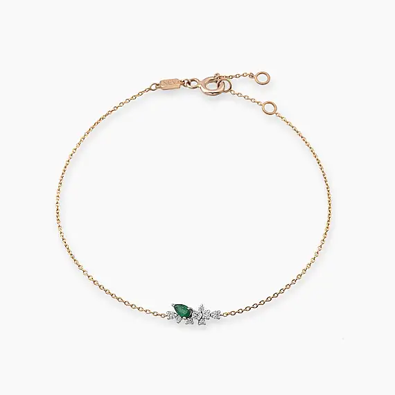 0.41 CT Emerald and Diamond Rose Gold Bracelet - 2