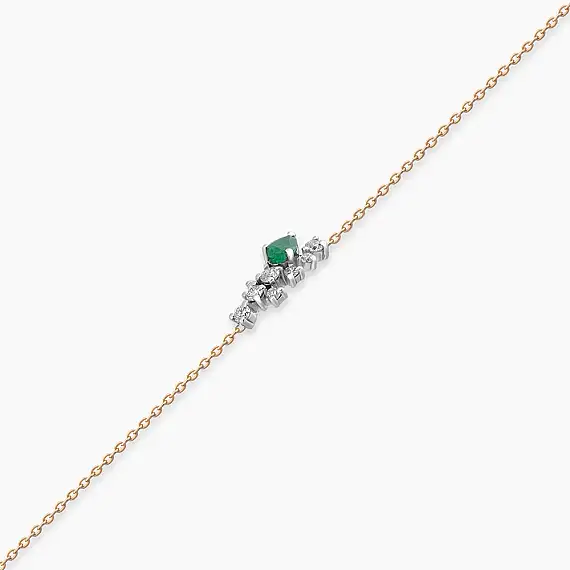 0.41 CT Emerald and Diamond Rose Gold Bracelet - 3