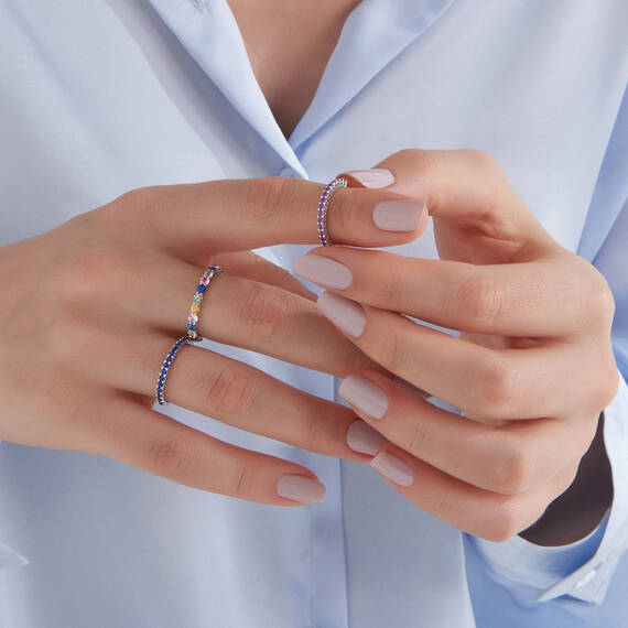 0.41 CT Sapphire White Gold Half Eternity Ring - 3