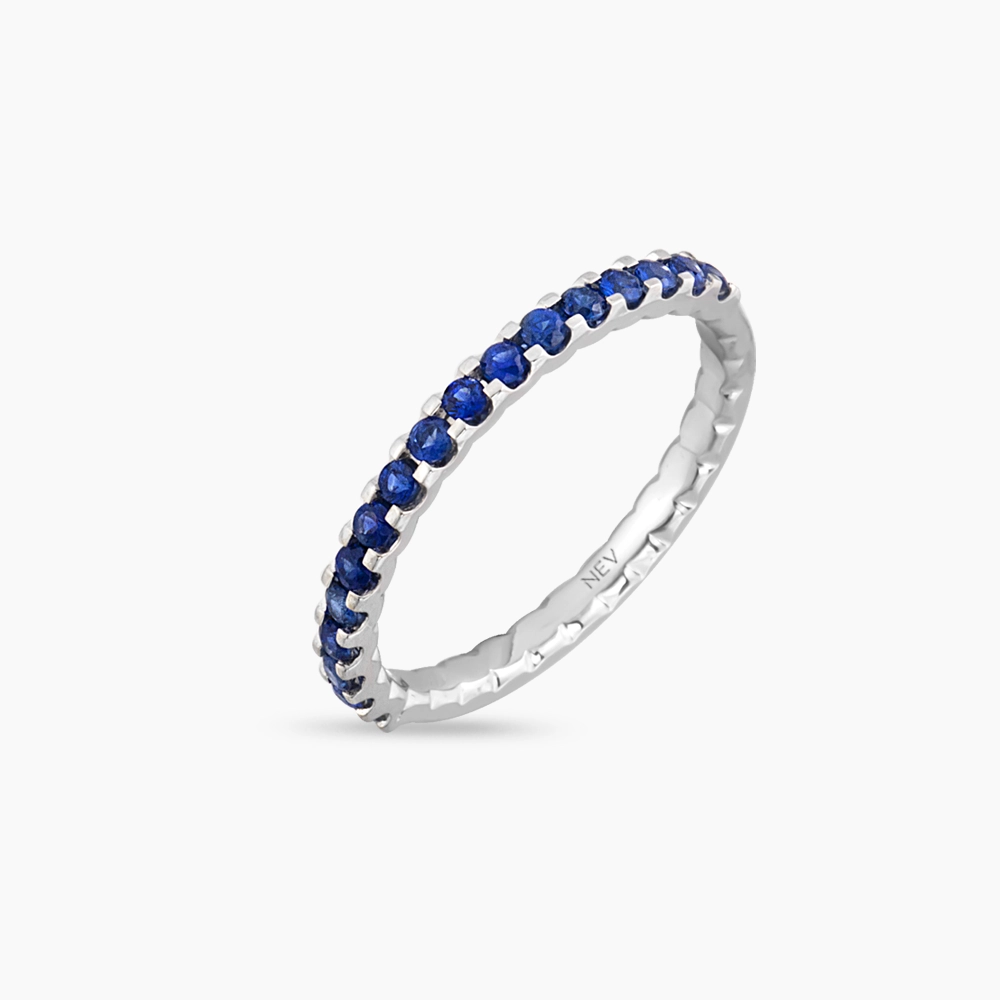 0.41 CT Sapphire White Gold Half Eternity Ring - 4