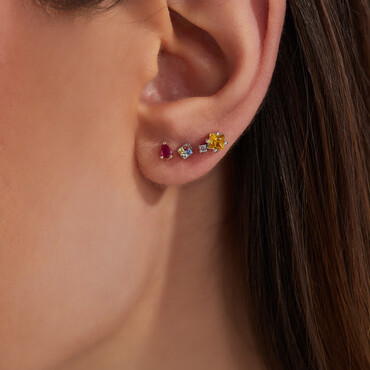 0.41 CT Yellow Sapphire and Pink Sapphire Mini Single Earring - Nev Jewellery (1)