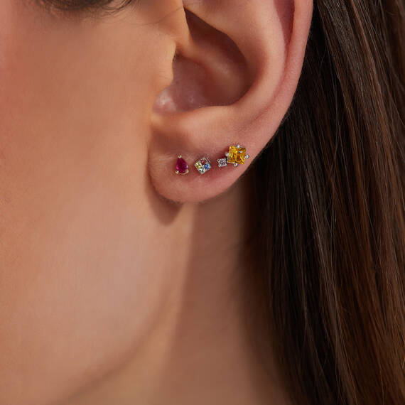 0.41 CT Yellow Sapphire and Pink Sapphire Mini Single Earring - 2