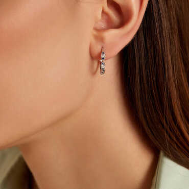 Pino 0.42 CT Blue Sapphire and Diamond White Gold Hoop Earring - Nev Jewellery