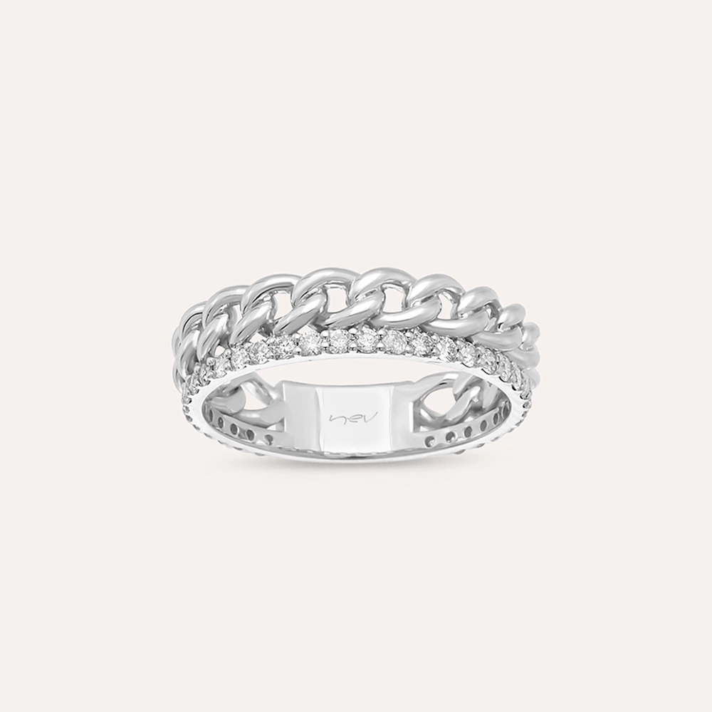 0.42 CT Diamond White Gold Chain Ring - Nev Jewellery (1)