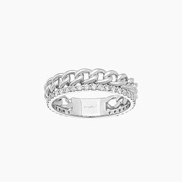 0.42 CT Diamond White Gold Chain Ring - Nev Jewellery