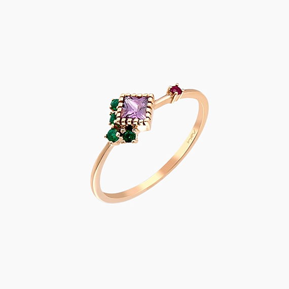 0.42 CT Multicolor Sapphire, Emerald and Ruby Ring - 5
