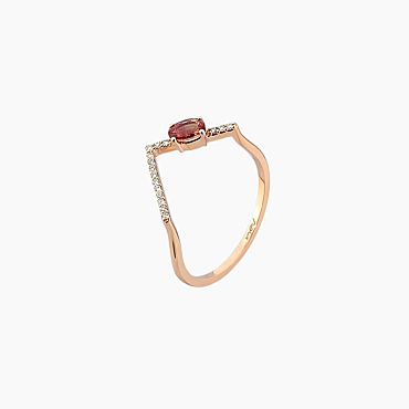 0.43 CT Dark Red Sapphire and Diamond Rose Gold Ring - Nev Jewellery (1)