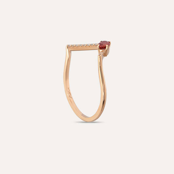 0.43 CT Dark Red Sapphire and Diamond Rose Gold Ring - 3