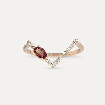 0.43 CT Dark Red Sapphire and Diamond Rose Gold Ring - Nev Jewellery