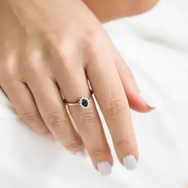 0.43 CT Sapphire and Diamond Anturage Ring - Nev Jewellery (1)