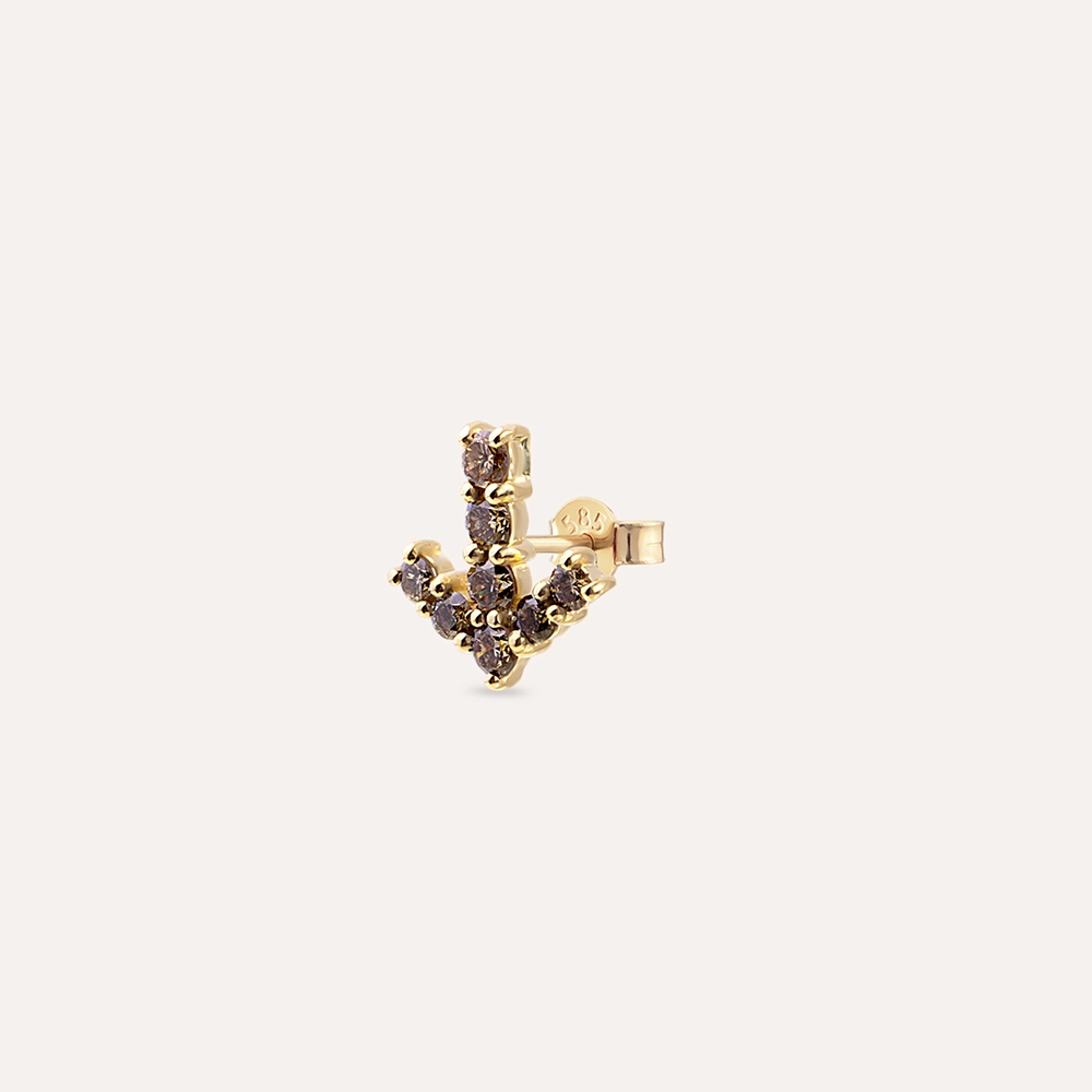 0.45 CT Brown Diamond Rose Gold Single Earring - 1