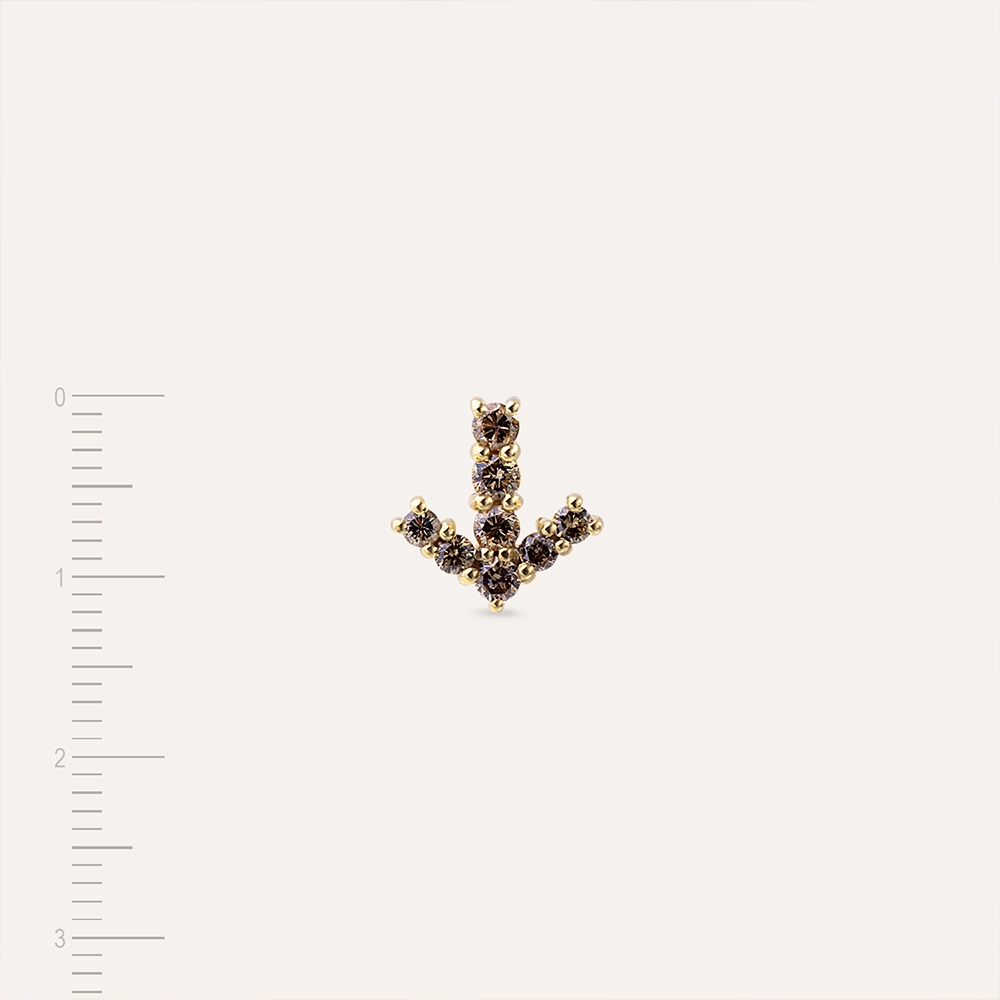 0.45 CT Brown Diamond Rose Gold Single Earring - 3