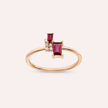 0.50 CT Baguette Cut Ruby Rose Gold Ring - Nev Jewellery (1)