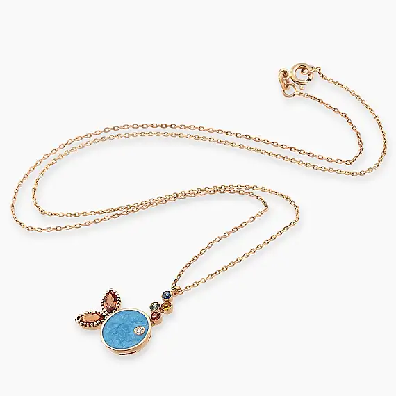 0.38 CT Multicolor Sapphire and Diamond Blue Enamel Fish Shaped Pendant - 4