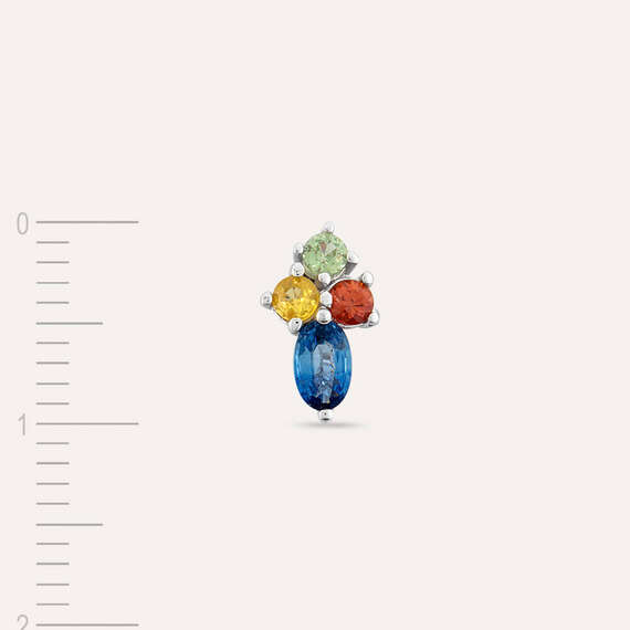 0.50 CT Multicolor Sapphire White Gold Single Earring - 4
