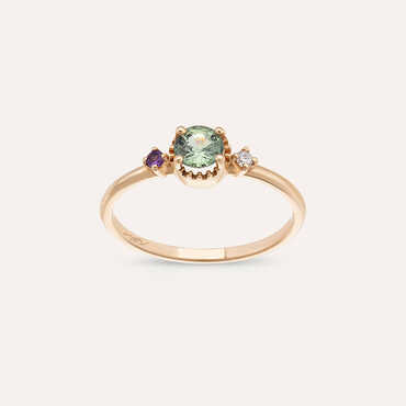 0.55 CT Green Sapphire and Amethyst Rose Gold Ring - Nev Jewellery (1)