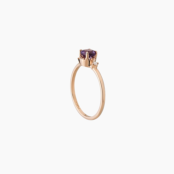 0.43 CT Amethyst and Diamond Rose Gold Ring - 5