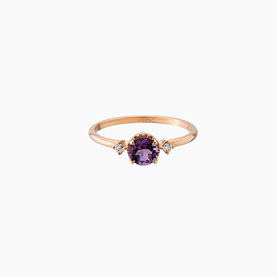 0.43 CT Amethyst and Diamond Rose Gold Ring - 6
