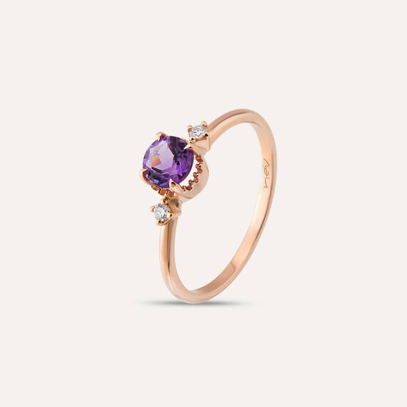 0.43 CT Amethyst and Diamond Rose Gold Ring - 2