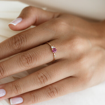 0.66 CT Multicolor Sapphire and Diamond Rose Gold Ring - Nev Jewellery (1)